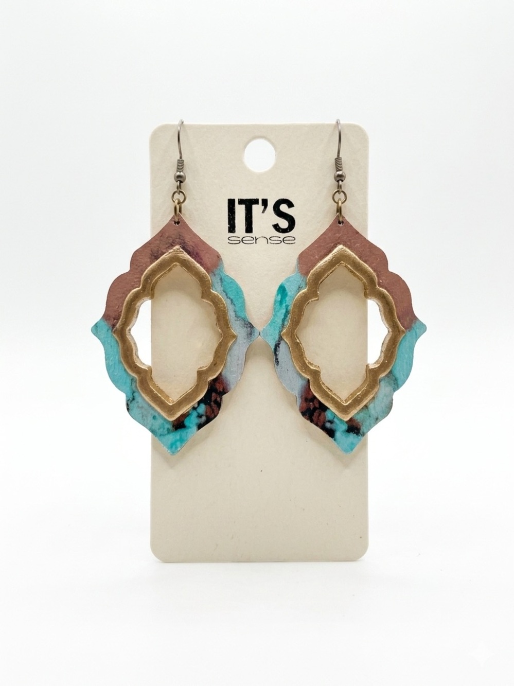 It's Sense Turquoise & Gold Moroccan-Style Drop Earrings
